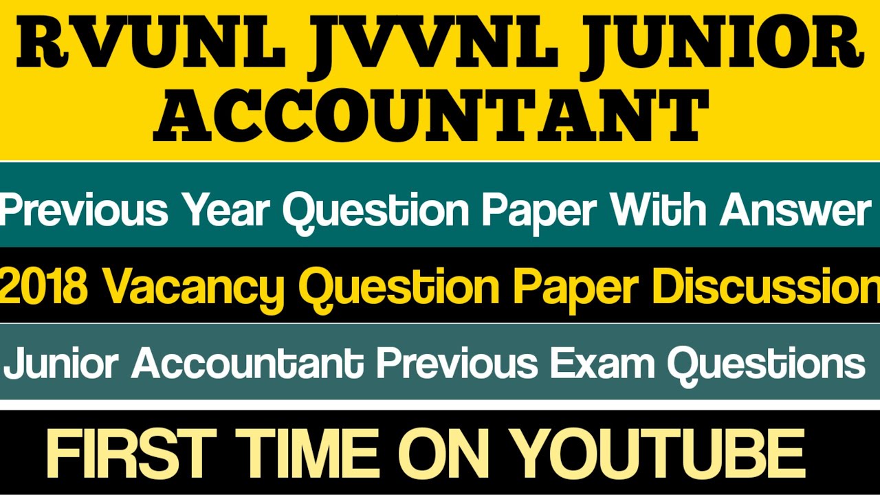 RVUNL/JVVNL JUNIOR ACCOUNTANT PREVIOUS YEAR QUESTION PAPER WITH ANSWERS || JVVNL JUNIOR ACCOUNTANT