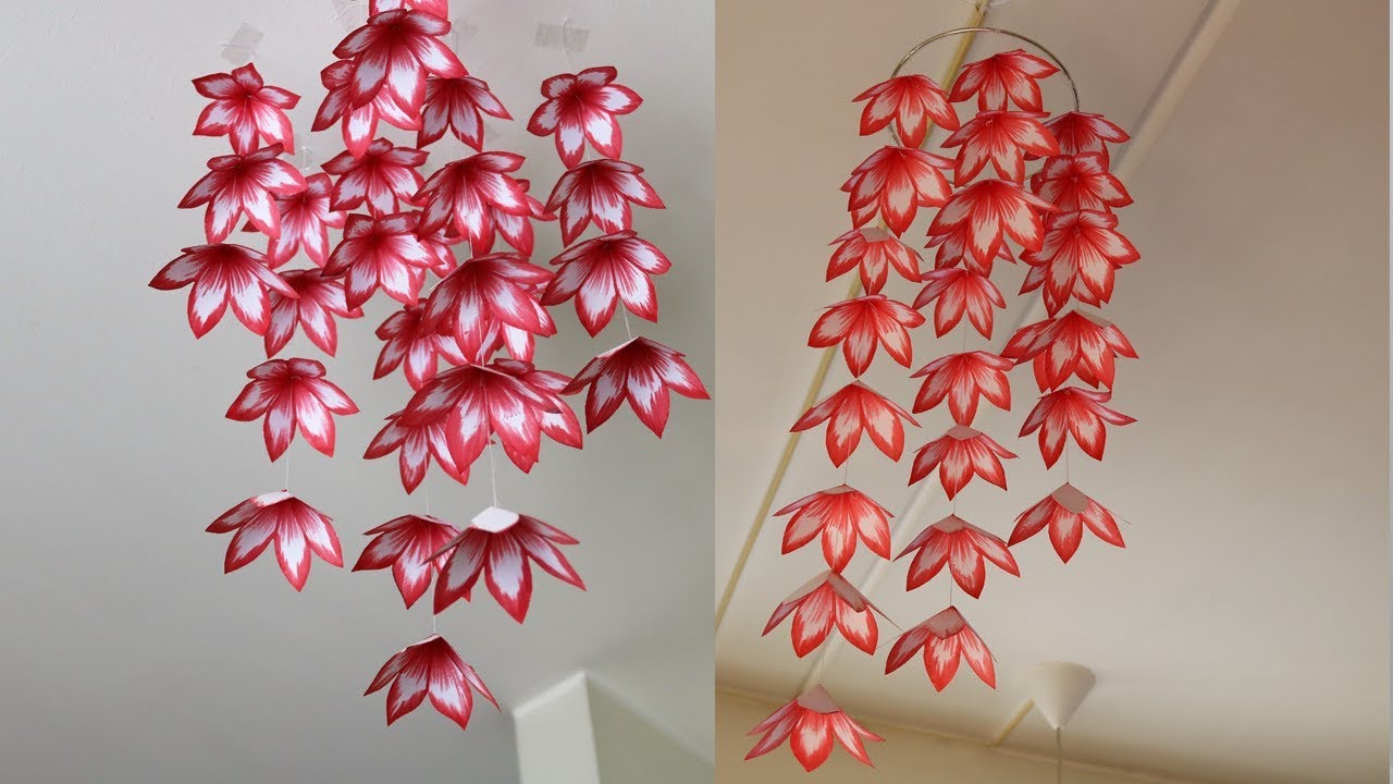 DIY Simple Home Decor - Hanging Paper Flowers - Handmade Decoration