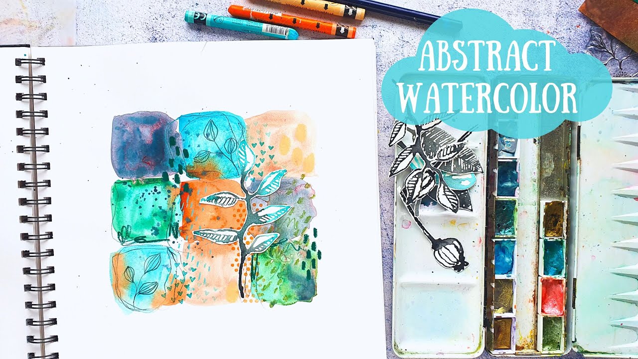 Abstraktes Aquarell im Art Journal - Inktober Tag 15