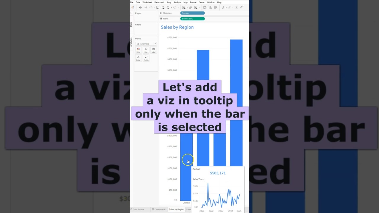 Display the viz in tooltip only when you click ! #tableau  #tableaudesktop #tableauvisualization