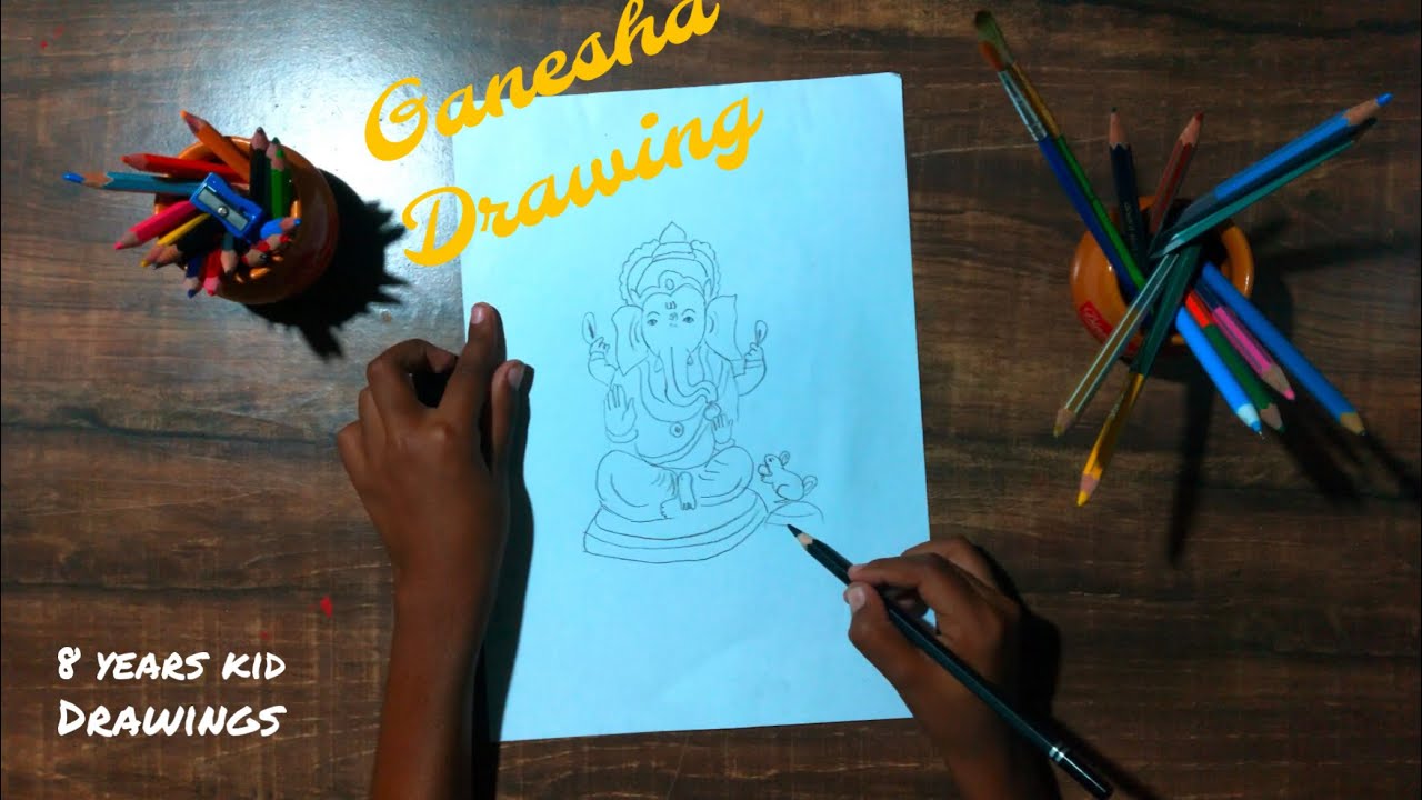 Lord Ganesh drawing (8 years kid) ||deekshith&rsquo;s art world|| #drawing