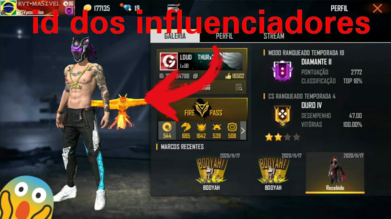 ID DOS INFLUENCIADORES (Playhard,thurzin,Blackn444,crusher,nobru,level up,weedz&atilde;o,el gato