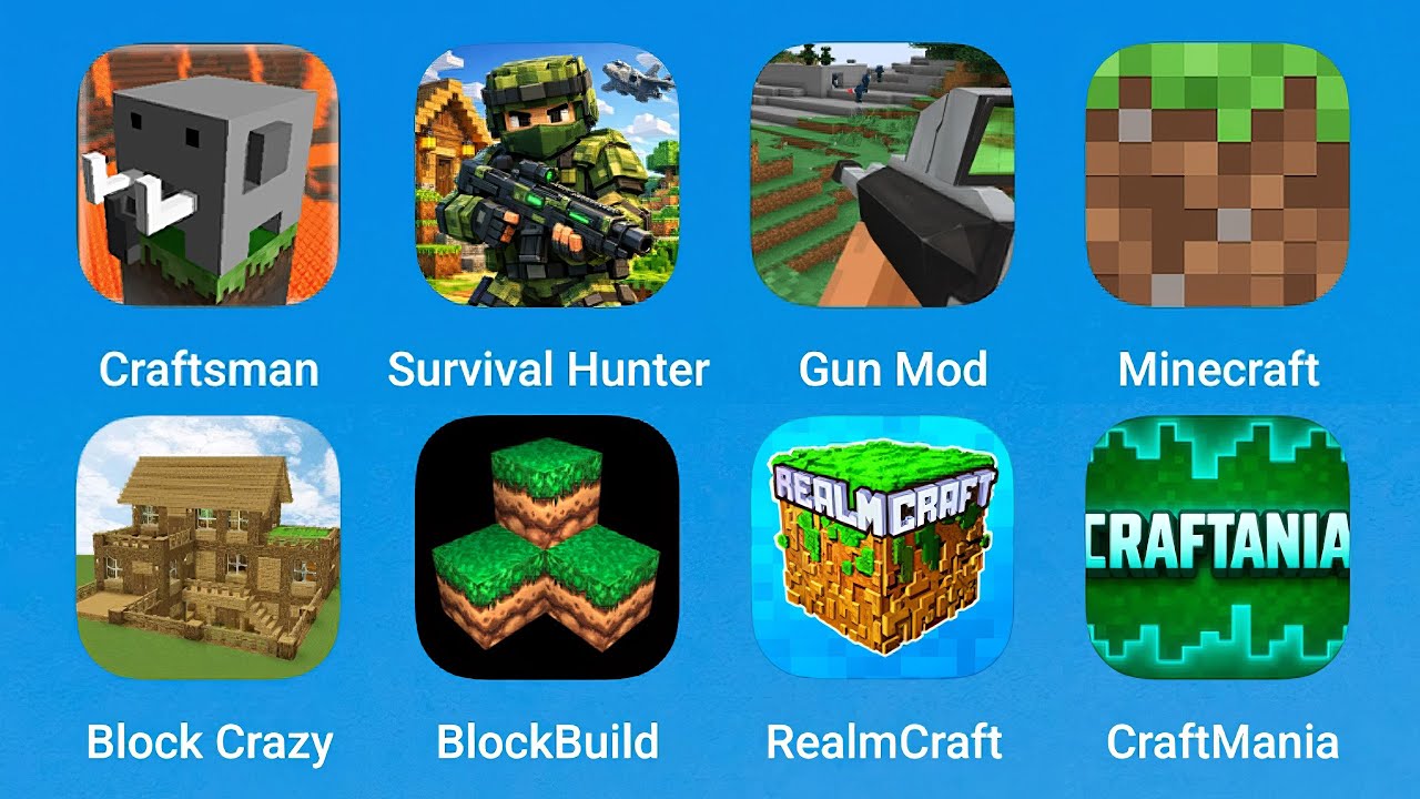 Craftsman, Survival Hunter, Gun Mod, Minecraft, Block Crazy, Block Build, RealmCraft, CraftMania