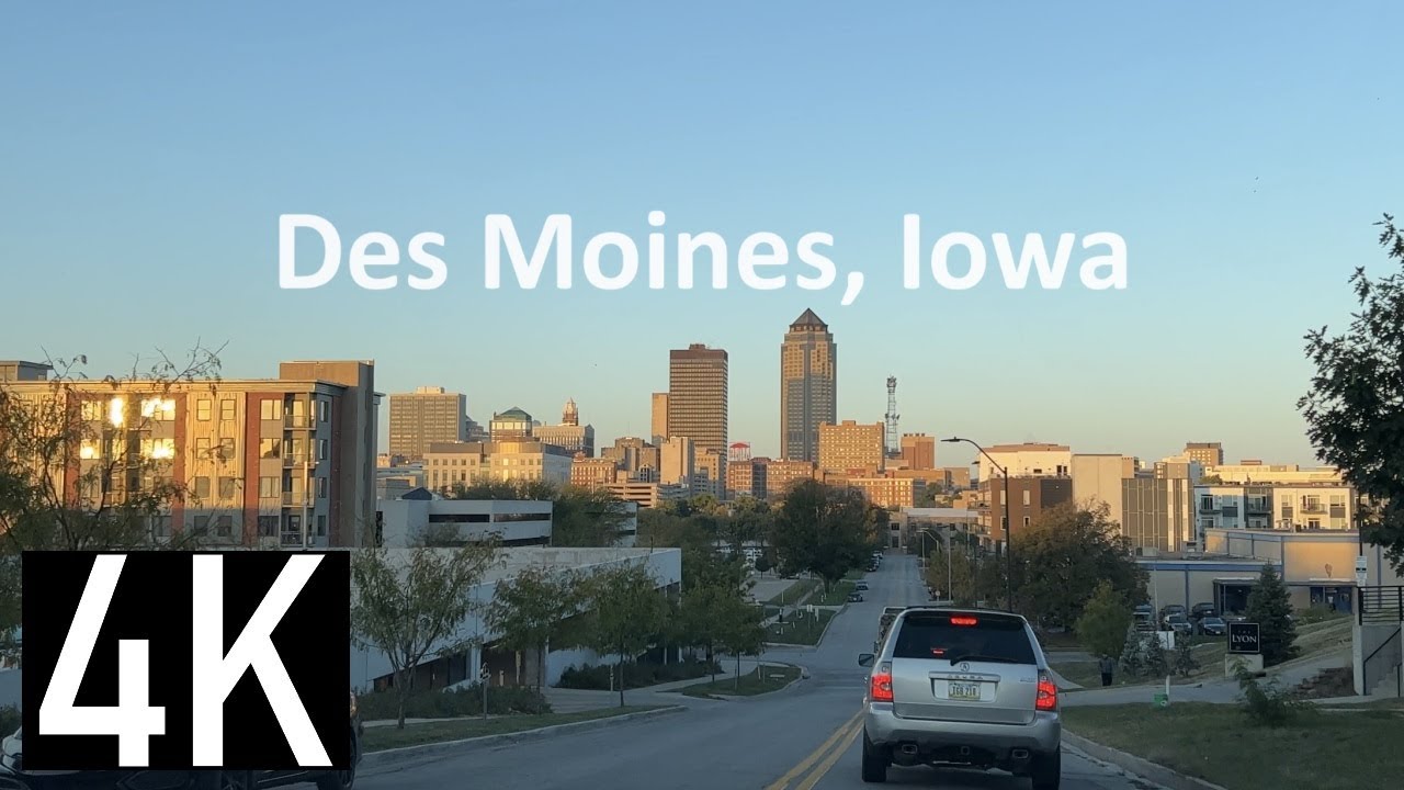Driving in Des Moines, Iowa 4K Street Tour - I-235 & Downtown Des Moines - Des Moines Road Trip