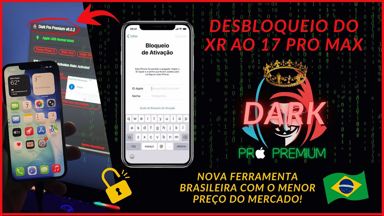 Dark Pro Premium Desbloqueio Bypass iPhone XR ao 17 Pro Max e iPads (Mais Barato Que iRemoval Pro)