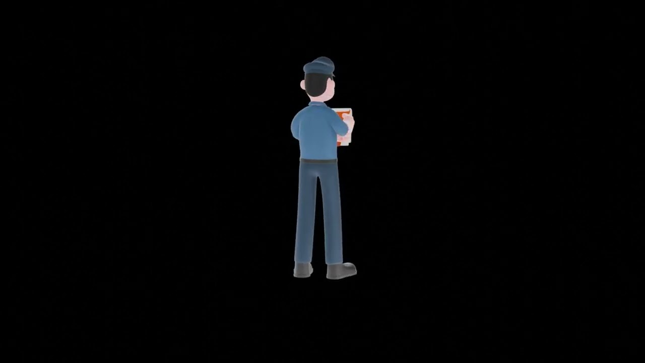 3D Cartoon Police Turntable | Serious Officer with Report