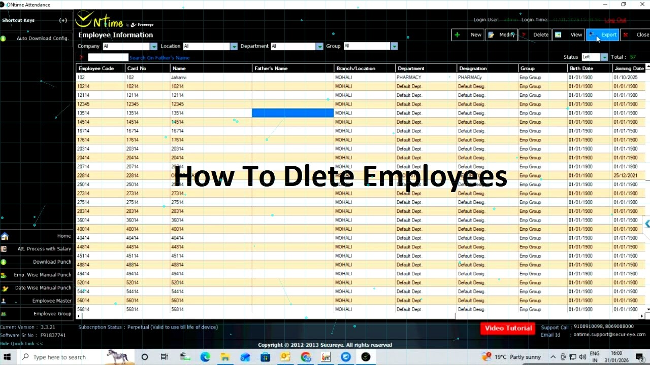 How To Delete Employees From Ontime Attendance Software