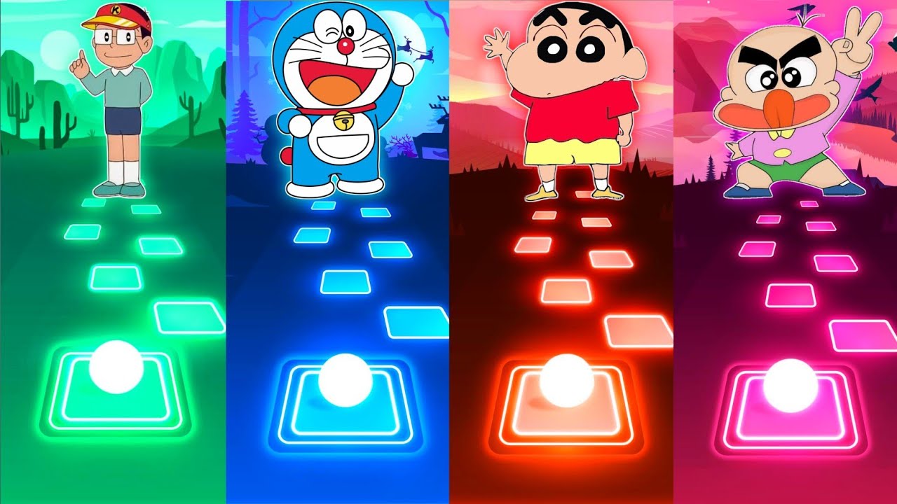 Kiteretsu vs Doraemon vs Shinchan vs Hagemaru - Tiles Hop EDM Rush