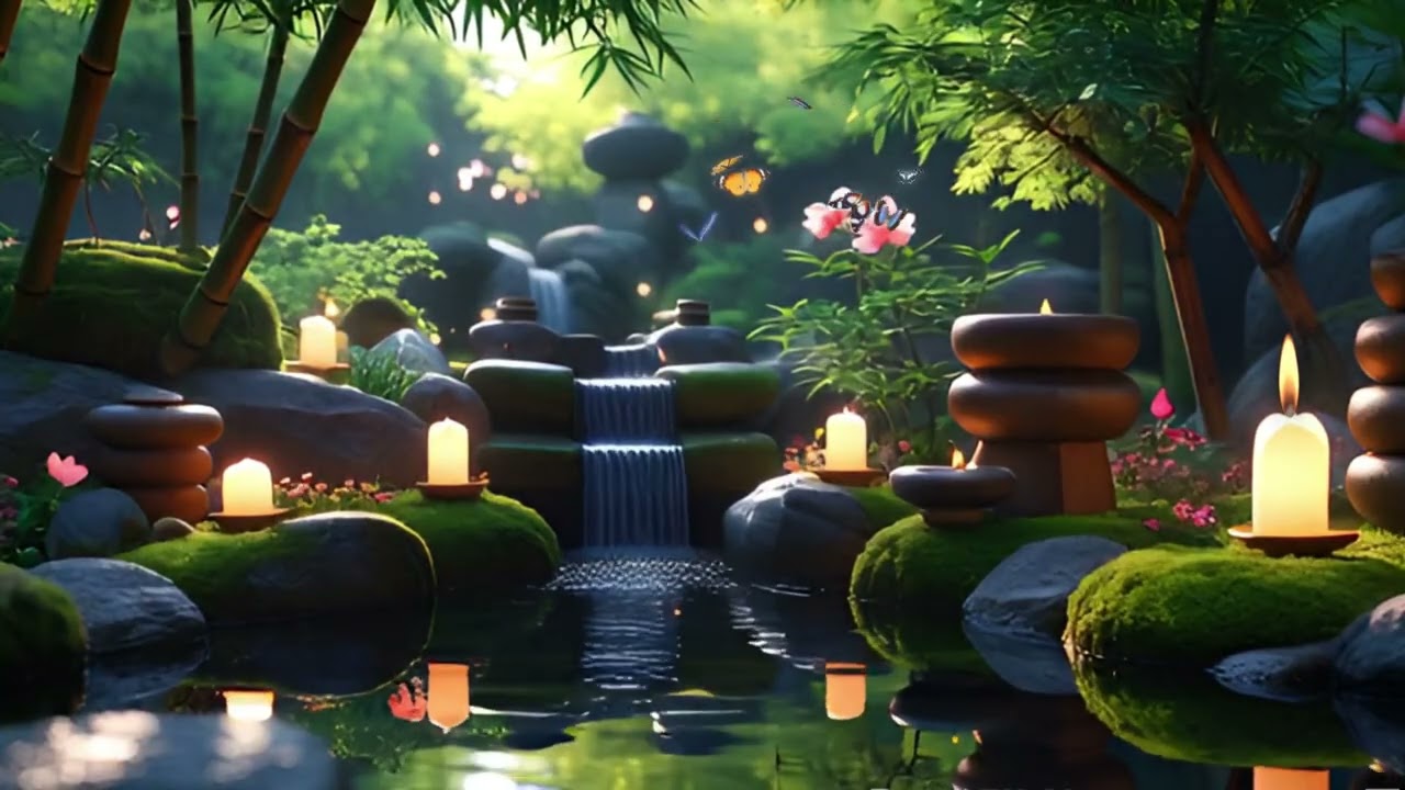 Healing Zen Garden Waterfall 🌸 Relaxing Meditation Music for Stress Relief