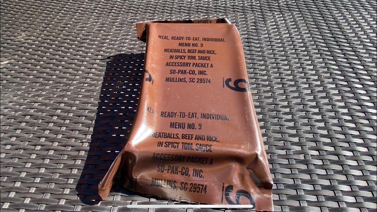1990 Vintage US MRE Menu 9 (Meatballs, Beef and Rice, in Spicy Tomato Sauce) - MRE Review #6