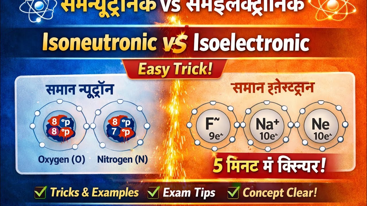  Isoneutronic vs Isoelectronic Species – Complete Concept ।। समन्यूट्रॉनिक & समइलेक्ट्रानिक