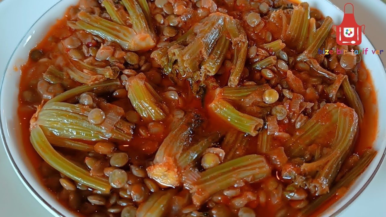 ISPANAK BAŞI yemeği. Adana, Mersin yöresi. Mercimekli ıspanak kökü zeytinyağlı tarifi💚❤️👌