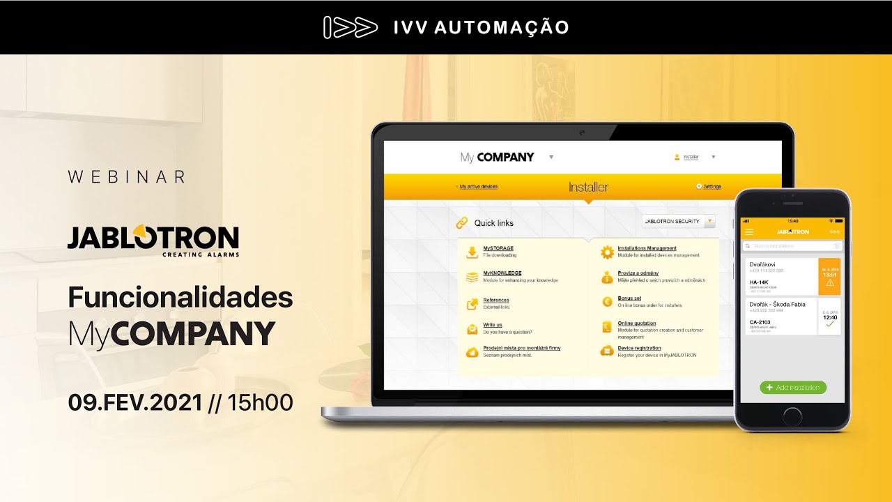 Jablotron - Funcionalidades da Plataforma MyCompany | Webinar