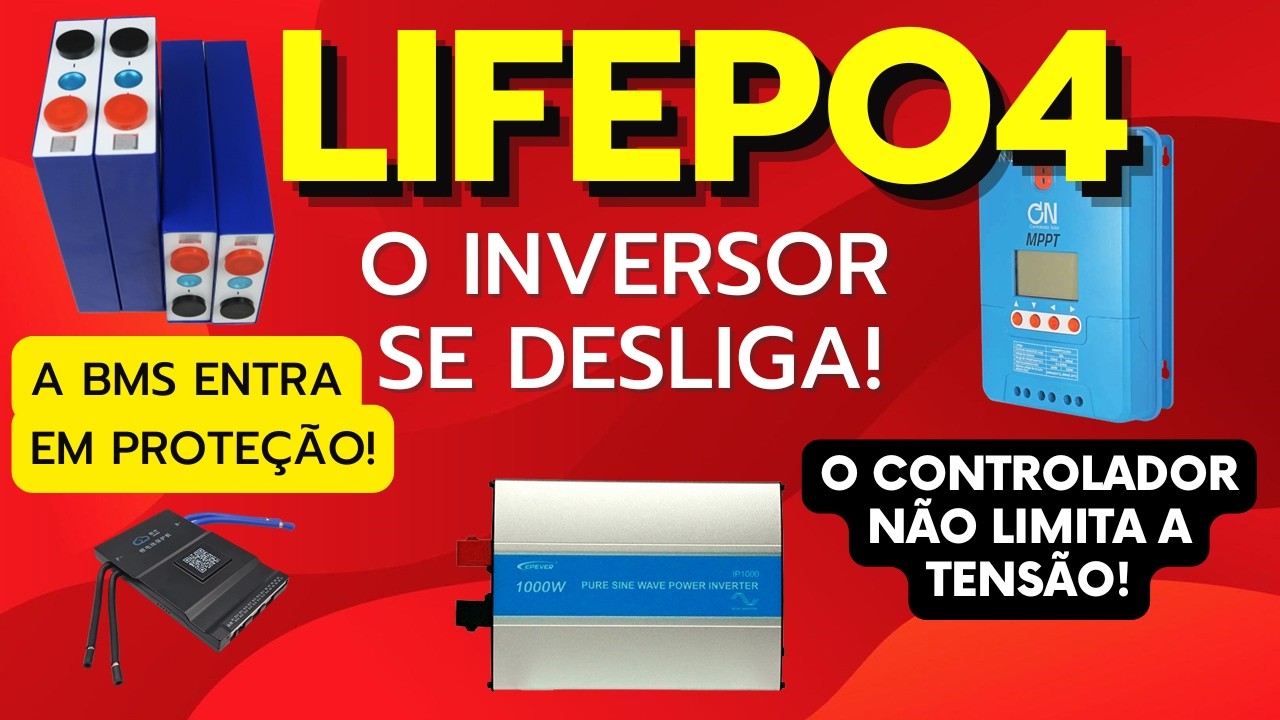 Como Usar a Bateria Lifepo4, Corrente e Tensão de Carga, Smart BMS, Controlador de Carga e Inversor.
