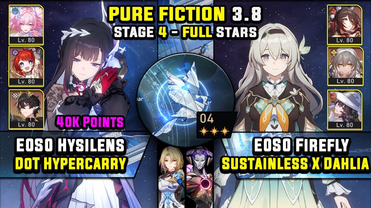 E0 Hysilens Carry & E0 Firefly Sustainless W/ Dahlia (3 Stars) Pure Fiction 4 Honkai Star Rail 3.8