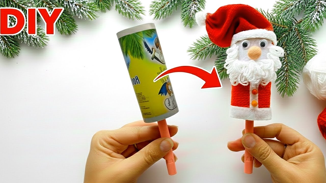 DIY Santa Claus out of an Ice Cream Tube! 🎅 Recycle Craft Tutorial
