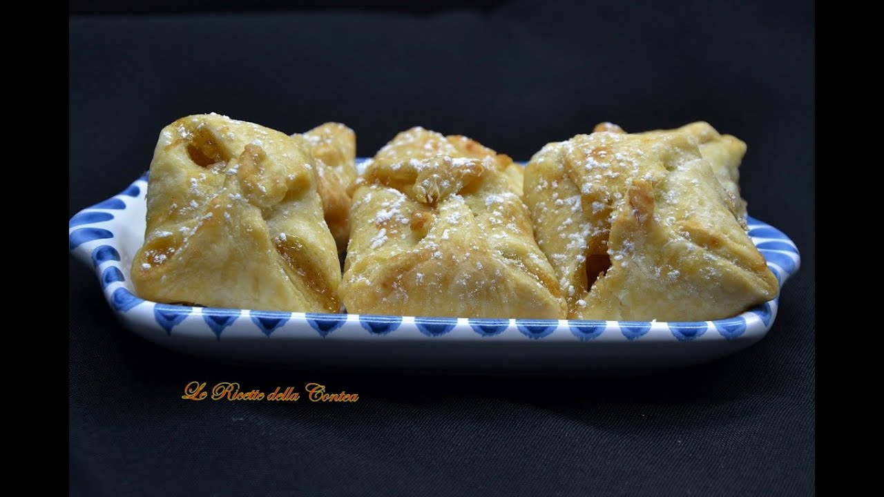 Dolci con la pasta sfoglia. Fagottini ripieni di mele