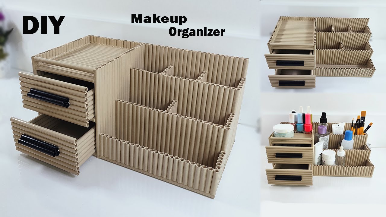 DIY - Makeup Organizer - How to make a Desktop Cosmetic Storage from Waste Paper