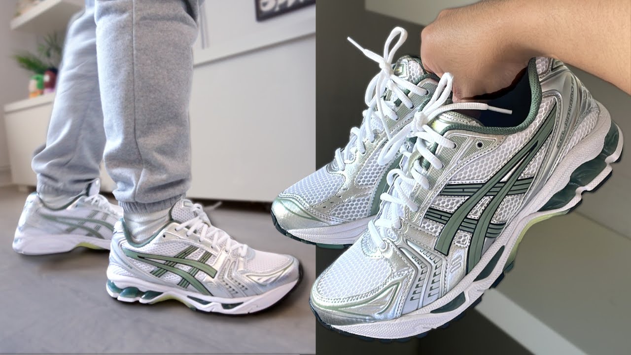 Asics Gel Kayano 14 Green / White / Slate Grey | обзор и на ногах