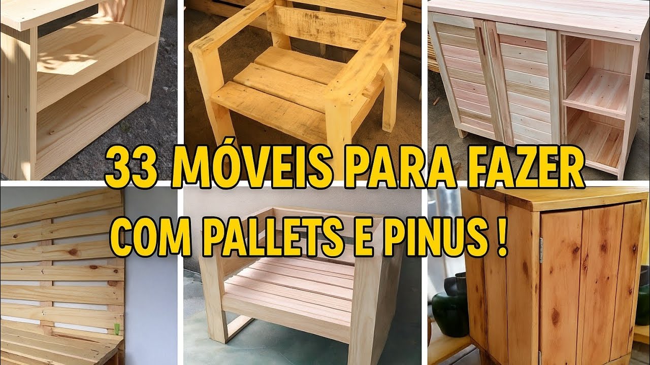33 ideias de m&oacute;veis feitos de pallets e madeira pinus !