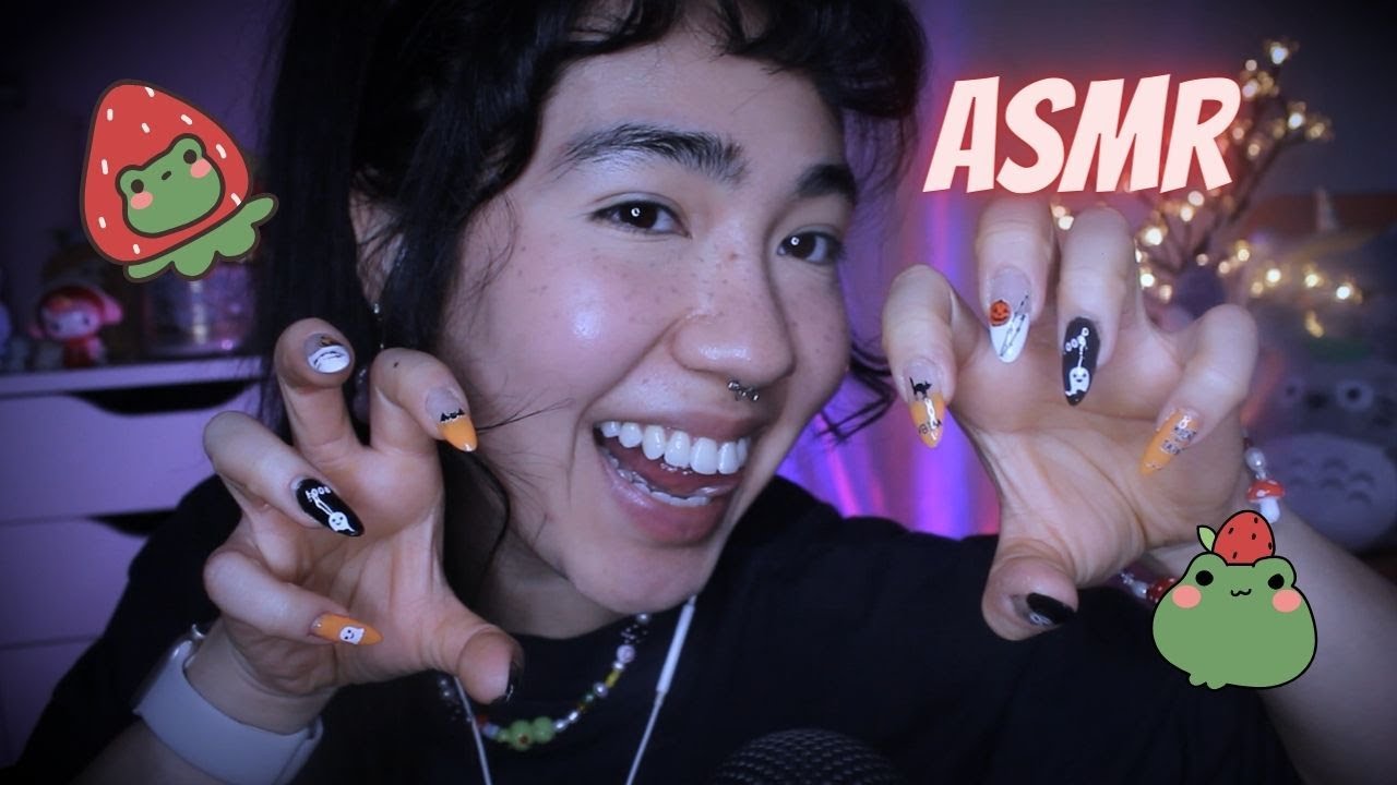 30 MINUTOS de ASMR com UNHAS LONGAS | Nail tapping, sons de tecido, mouth sounds e mais