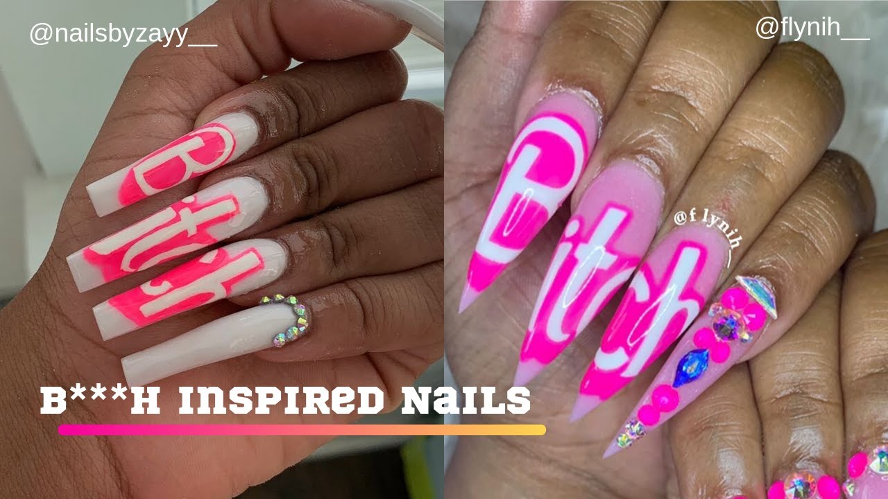 B***h Inspired Hand Painted Nail Art!!!