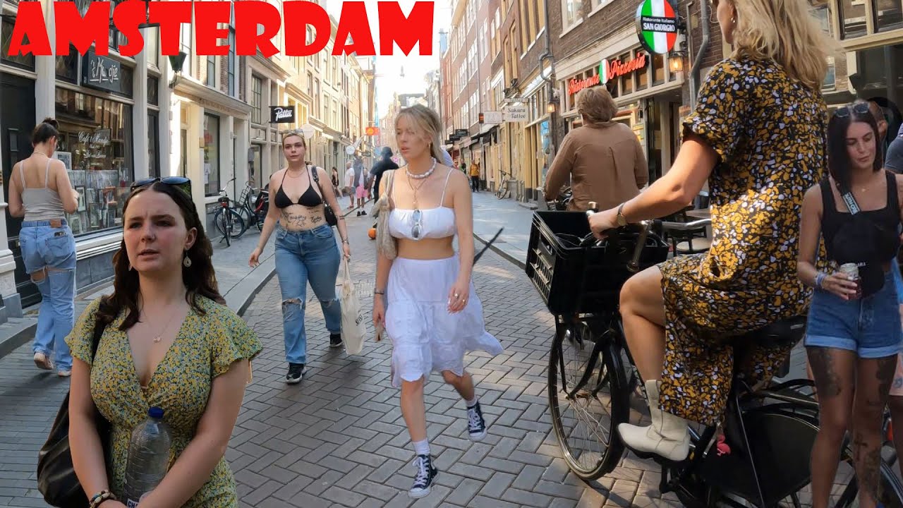Amsterdam, Street Walk in a warm day in July. Chinatown in Amsterdam. This video is a travel guide