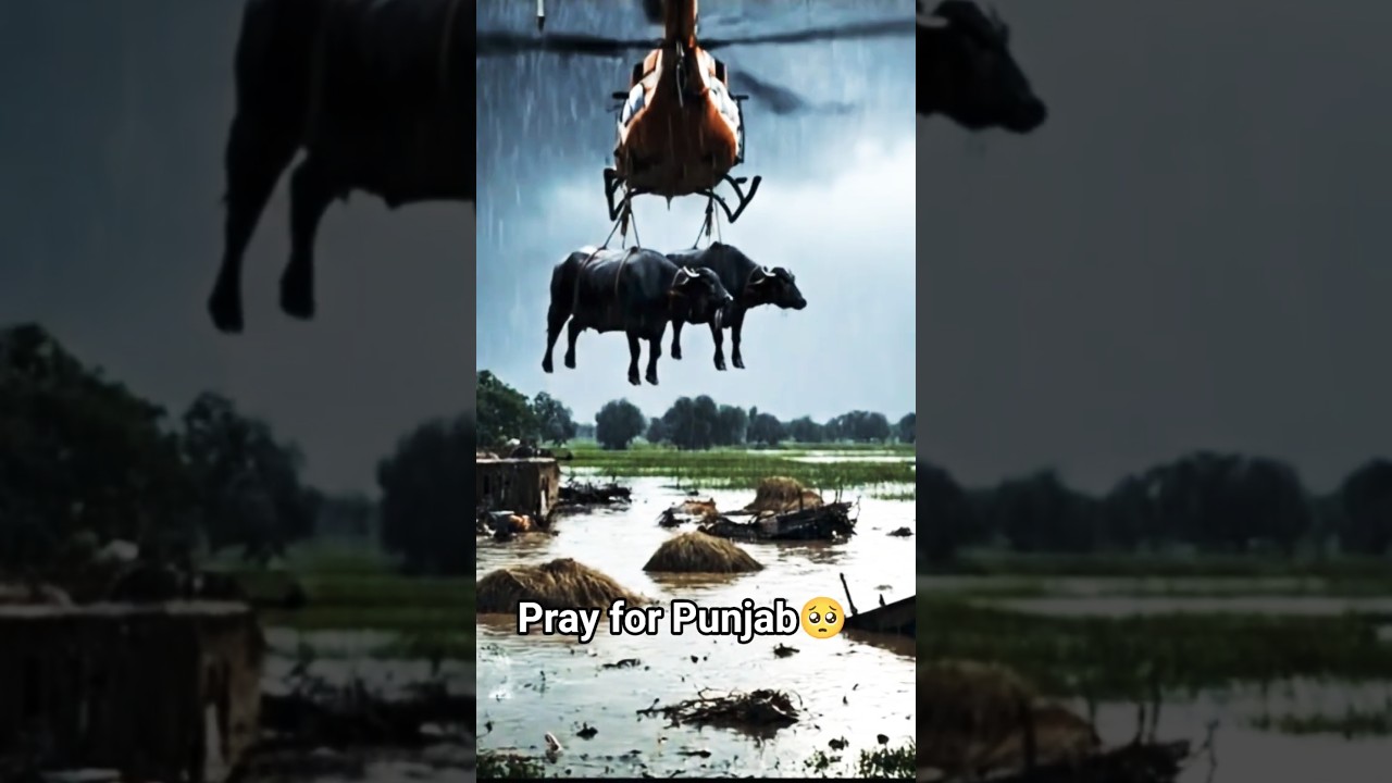 Heartbreaking Flood Rescue in Punjab! | Helicopter Saves Villagers & Buffaloes During Massive Floods