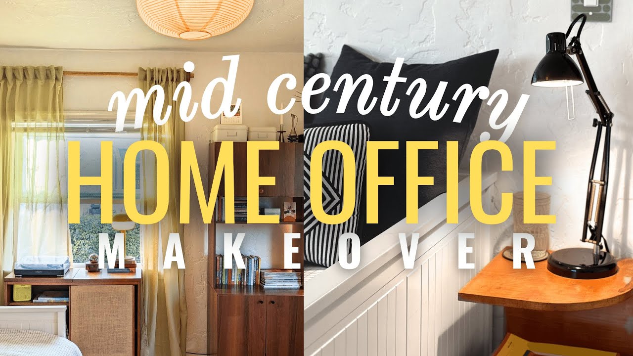 Modern + Colorful Home Office Makeover ✨ Mid Century Aesthetic on a BUDGET! (Start to Finish)