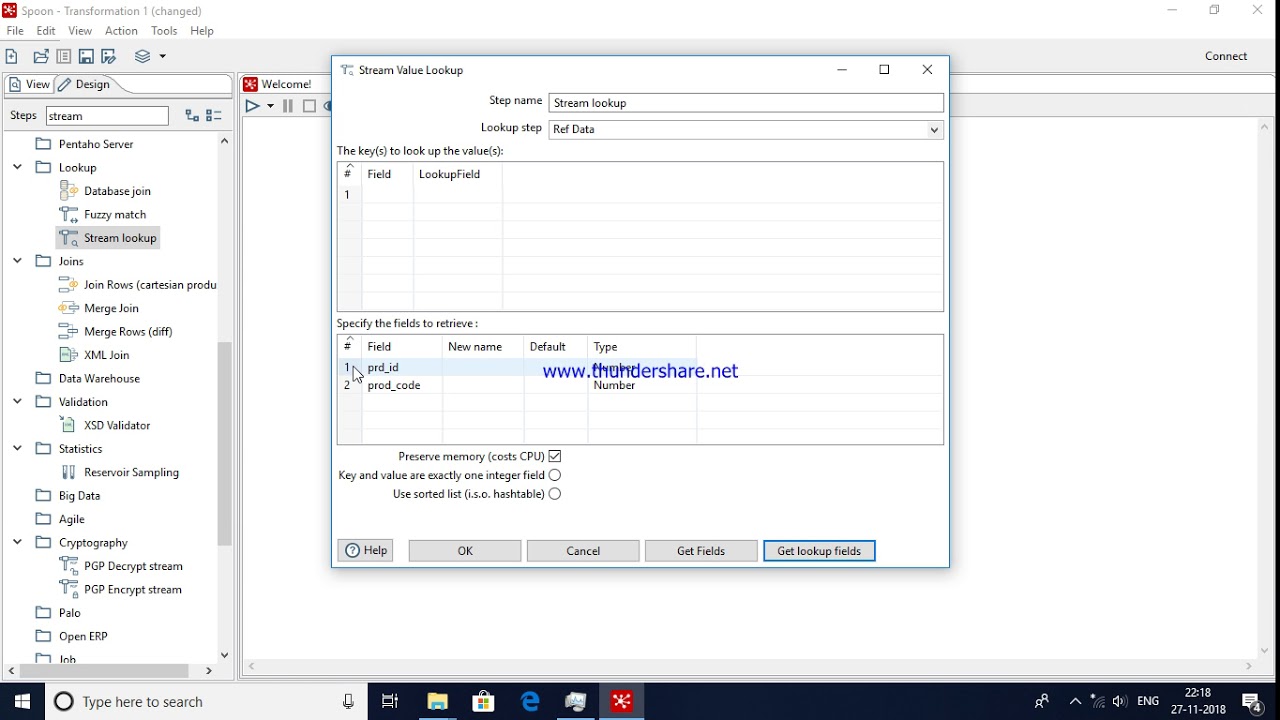 Stream lookup step in Pentaho