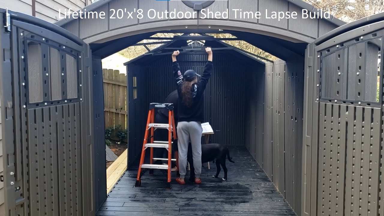 Lifetime 20' x8' Outdoor Shed Time Lapse with Pit Bulls