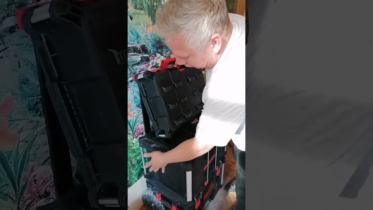 Инструмент электрика для квартир :система хранения Milwaukee packout, стремянка Krause, стол  Кетер.