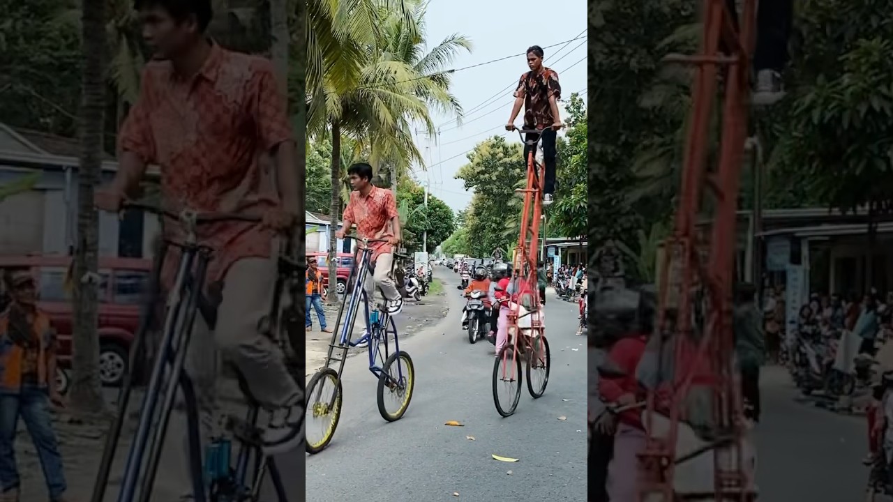 😳 Sepeda Tinggi Banget #kirabmargokaton #sepedatinggi #viral #shorts