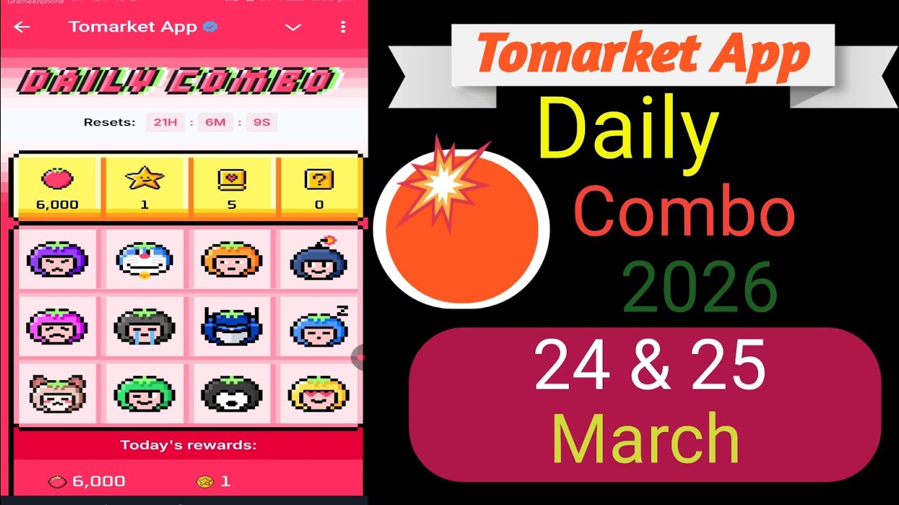 TOMARKET New Update Today | 24 & 25 March  Tomarket Combo Today | New Update To Market |