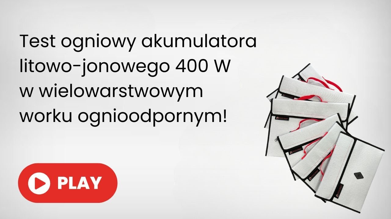 Test ogniowy akumulatora litowo-jonowego 400 W w wielowarstwowym worku ognioodpornym!
