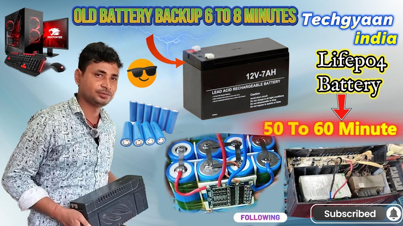  UPS Upgrade to Lithium battery | increase battery backup 50 minute | #electronic #lifepo4 