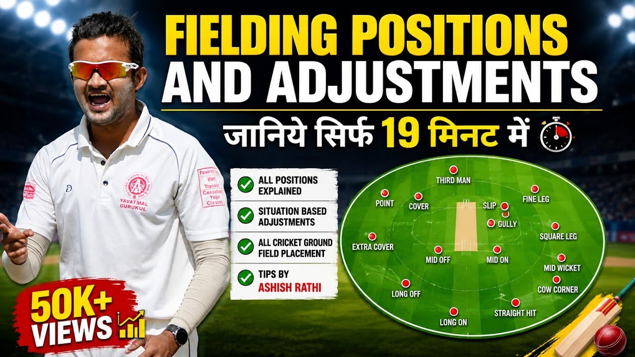 FIELDING POSITIONS AND ADJUSTMENTS | जानिये सिर्फ 19 मिनट में  🏏✅