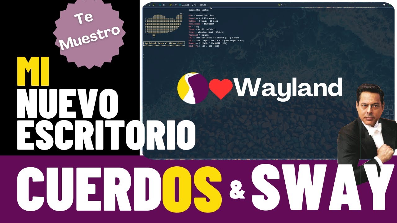 Te muestro mi nuevo Escritorio! #CuerdOS Linux + #Swaywm!!! (haciendo las pases con Wayland)