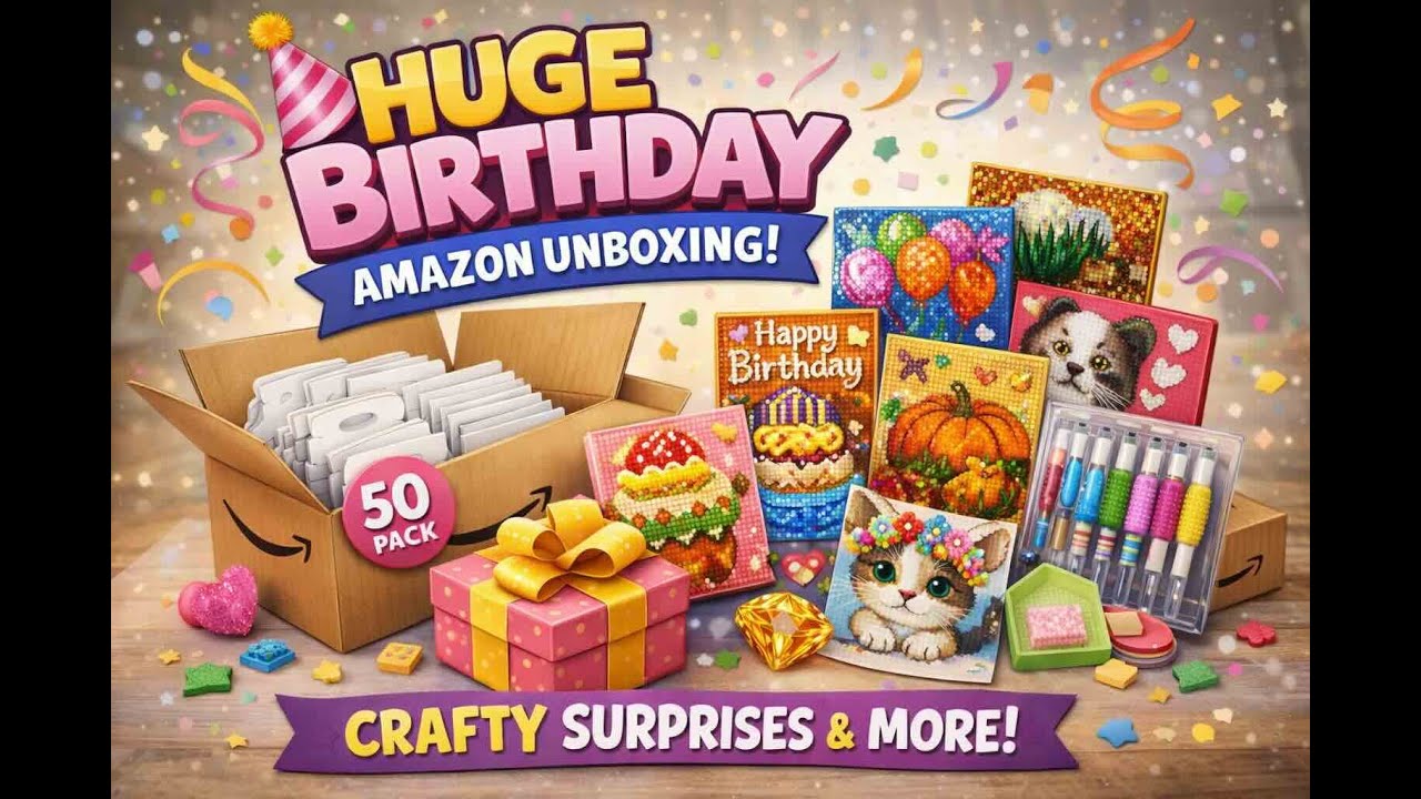 Huge Birthday Amazon Unboxing! 🎉 Craft Cards, Display Supplies & Cute Diamond Painting Surprises