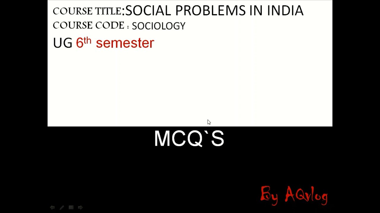 social problem in india|| sociology|| 6th semester|mcq`s
