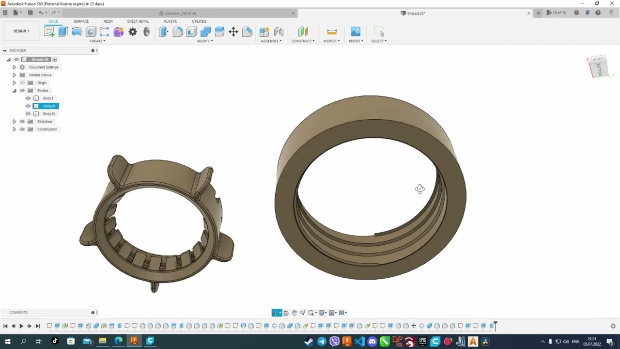 FUSION 360. Урок по створенню багатозаходної різьби
