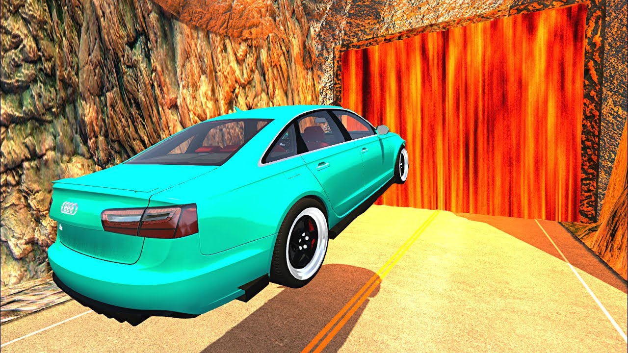 BeamNG.drive - Cars Against Hot Lava Waterfall