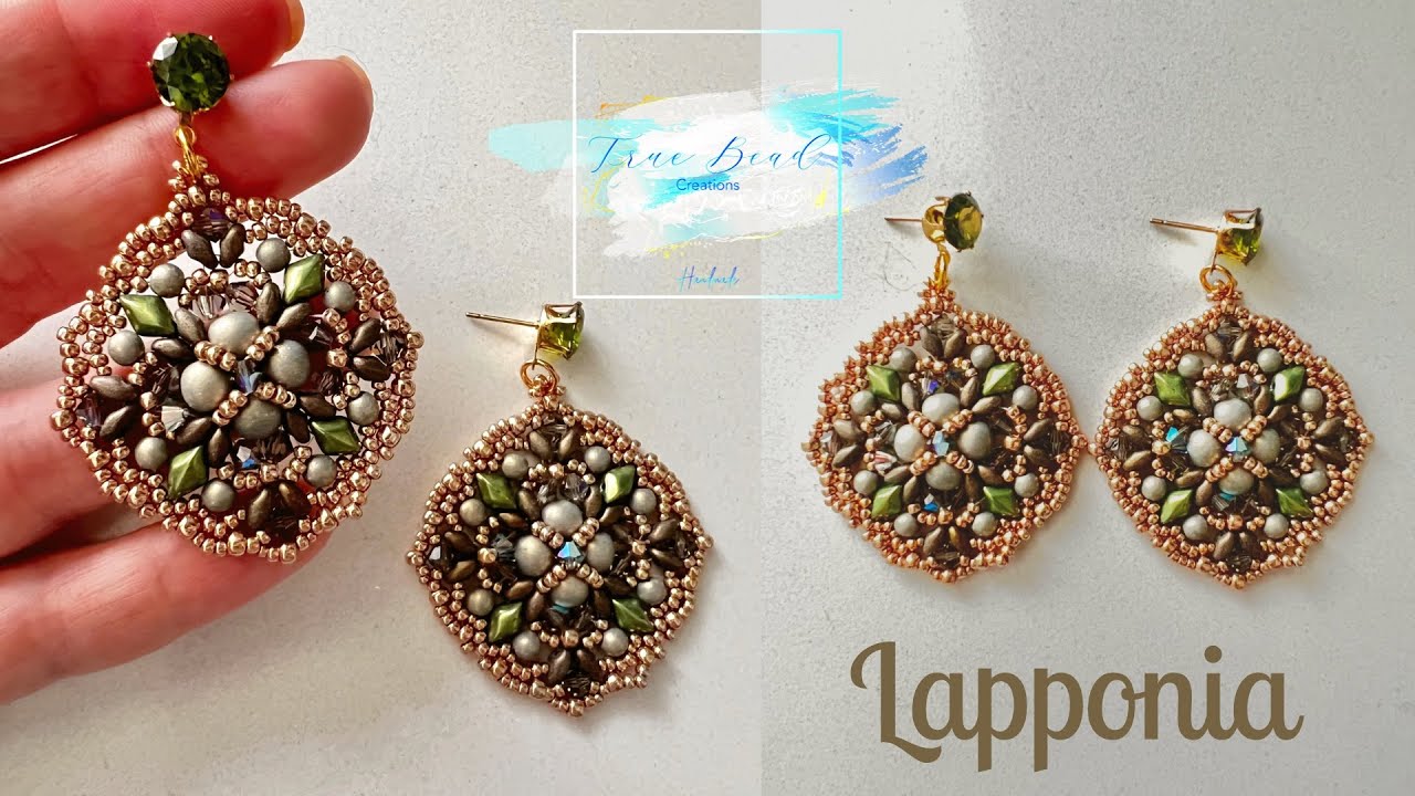 17.DIY TUTORIAL ORECCHINI “LAPPONIA” con perle 6mm e 4mm bicono 4mm superduo gemduo Rocailles