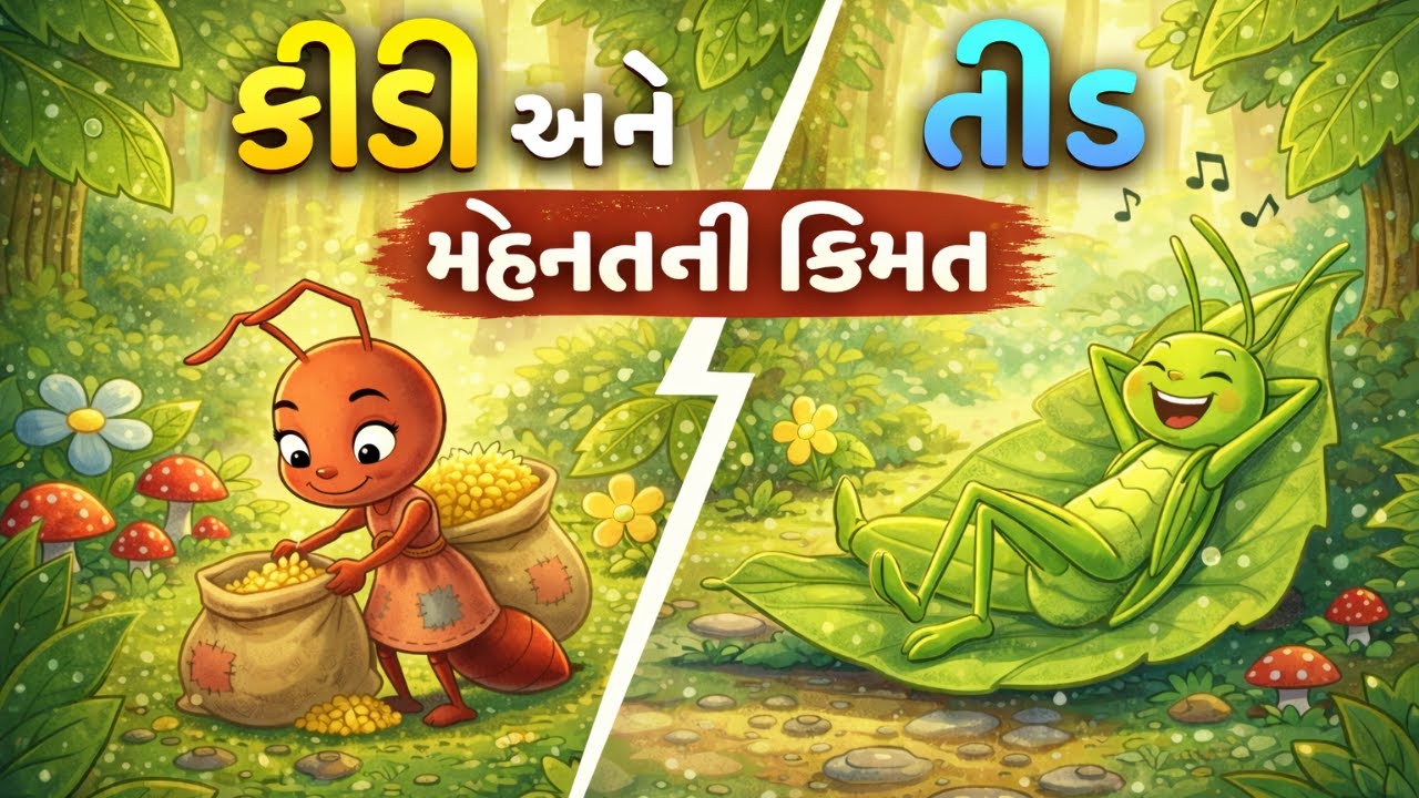 મહેનત ની કિંમત  | કીડી અને તીડની સુંદર વાર્તા | Gujarati Kids Story