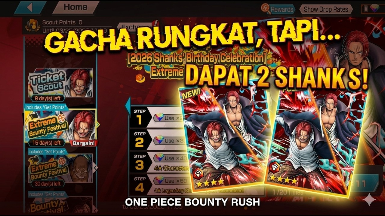 RUNGKAT! Gacha Rebanner Shanks Runner & Attacker - One Piece Bounty Rush