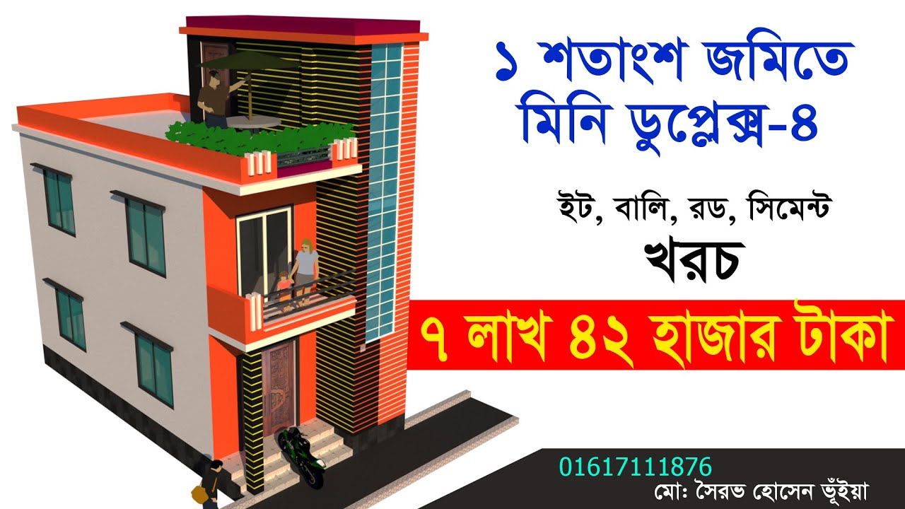 ১ শতাংশ জমিতে দোতলা বাড়ির ডিজাইন - খরচ মাত্র ৭ লাখ ৪২ হাজার - Duplex Bangladesh