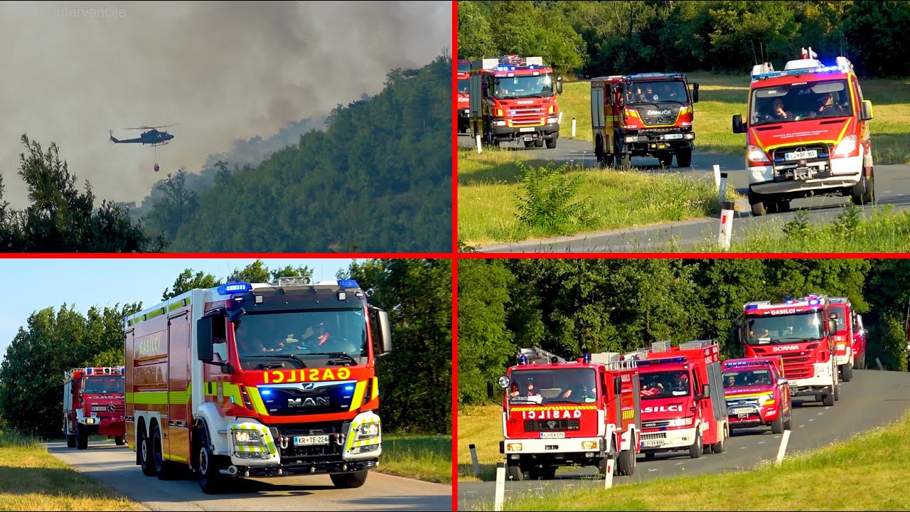 [VELIK POŽAR NA KRASU] Prihod Gasilskih Konvojev+Air Tractor in Helikopter SV - gašenje požara