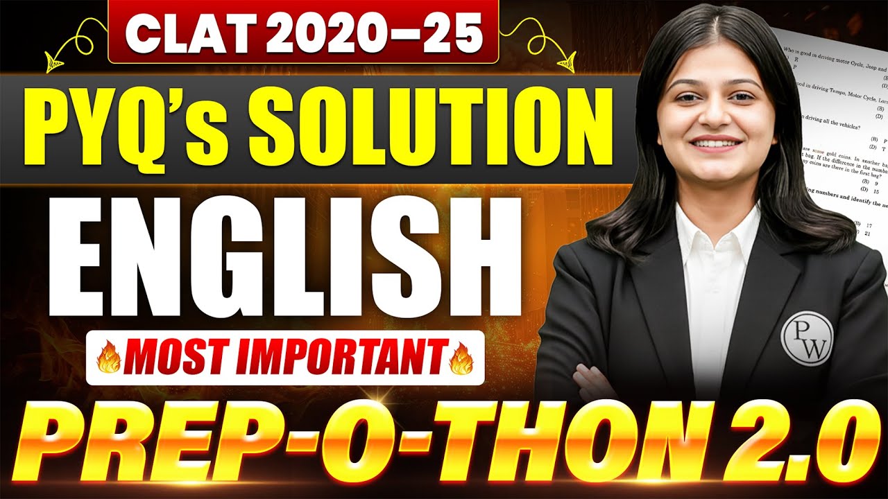 CLAT 2020-2025 PYQs Solved | English Most Important Questions | Prep-O-Thon 2.0