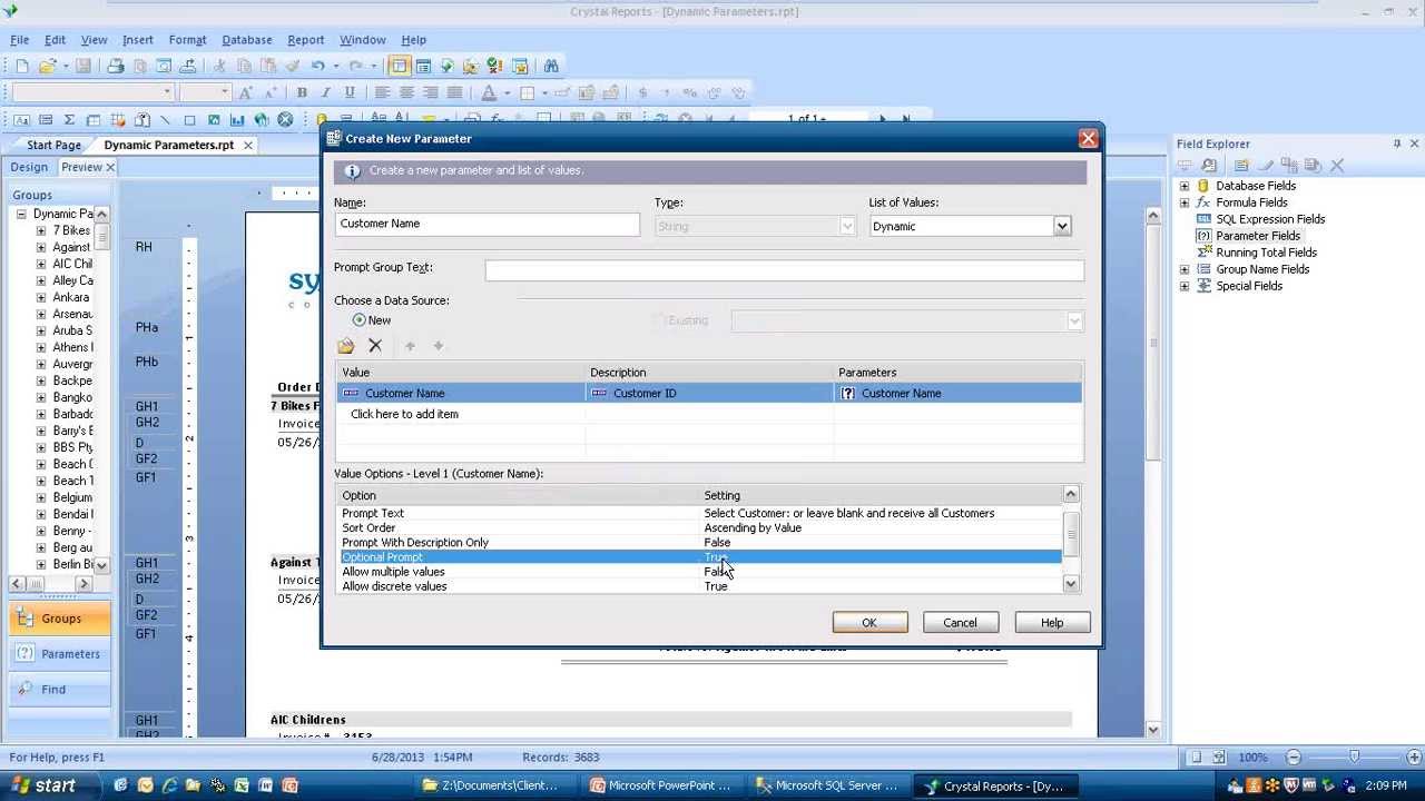 Crystal Reports Tip: Creating Dynamic Parameters