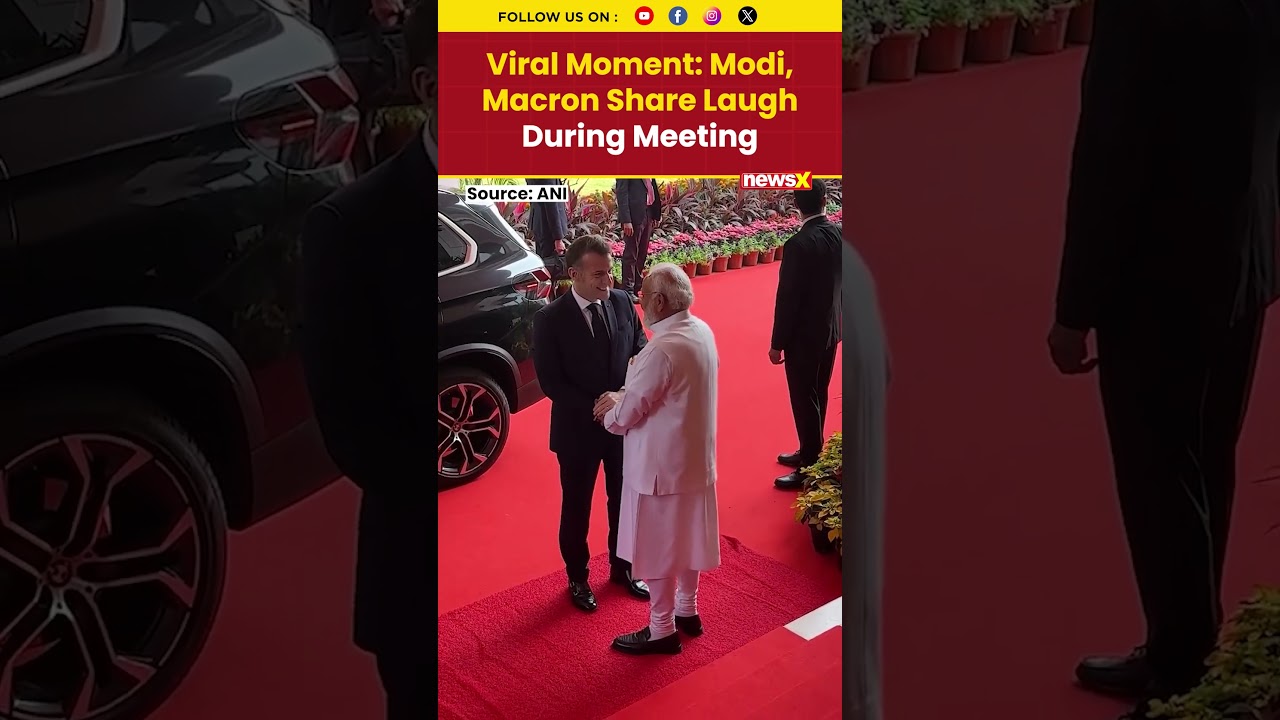 #viralmoment | PM Modi- President Macron Share Laugh During Meeting #macron #pmmodi #shorts